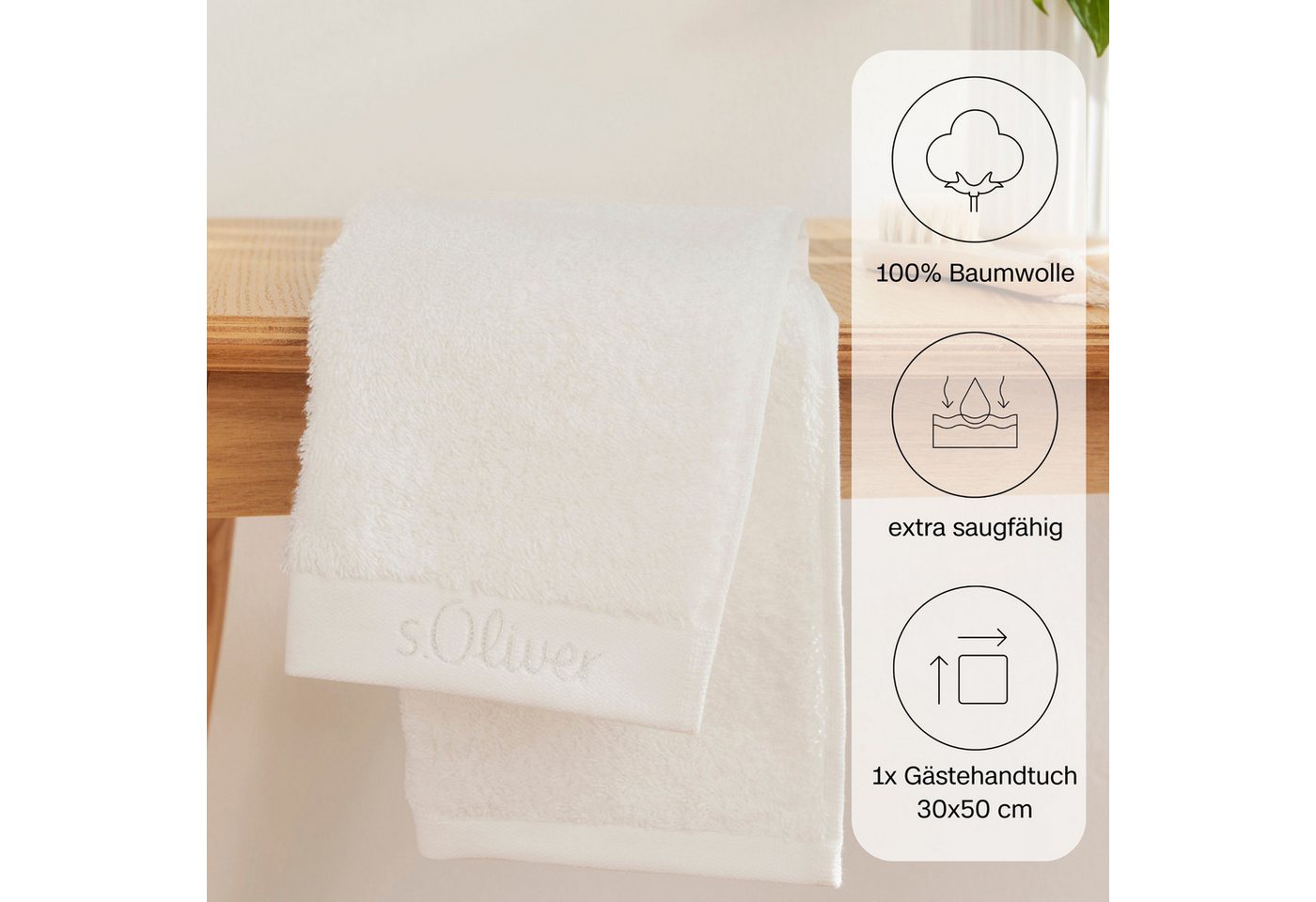 s.Oliver Gästehandtuch s.Oliver, Premium Qualität, 600 gr/m², auch als Sets erhältlich, Walkfrottier (1-St), große Farbauswahl, auch als Duschtuch, Waschhandsch – Bild 4 von 5