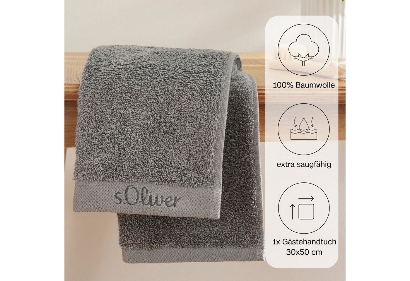s.Oliver Gästehandtuch s.Oliver, Premium Qualität, 600 gr/m², auch als Sets erhältlich, Walkfrottier (1-St), große Farbauswahl, auch als Duschtuch, Waschhandsch – Bild 4 von 5