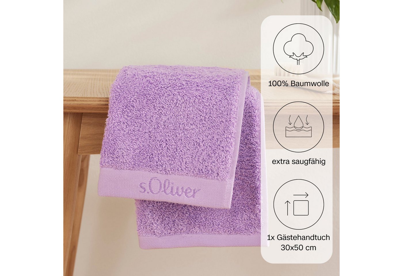 s.Oliver Gästehandtuch s.Oliver, Premium Qualität, 600 gr/m², auch als Sets erhältlich, Walkfrottier (1-St), große Farbauswahl, auch als Duschtuch, Waschhandsch – Bild 4 von 5
