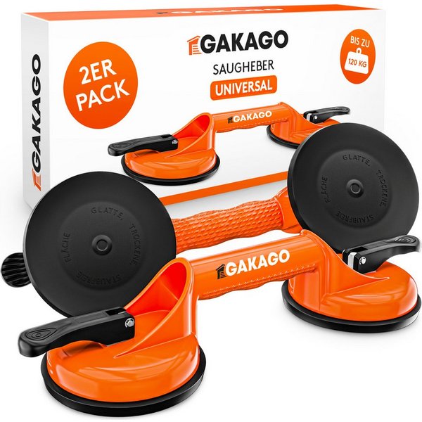 Gakago Doppelsaugheber, max. 120,00 kg Traglast, Set, 2-tlg.], - Saugheber als ergonomischer & rutschfester Vakuumheber