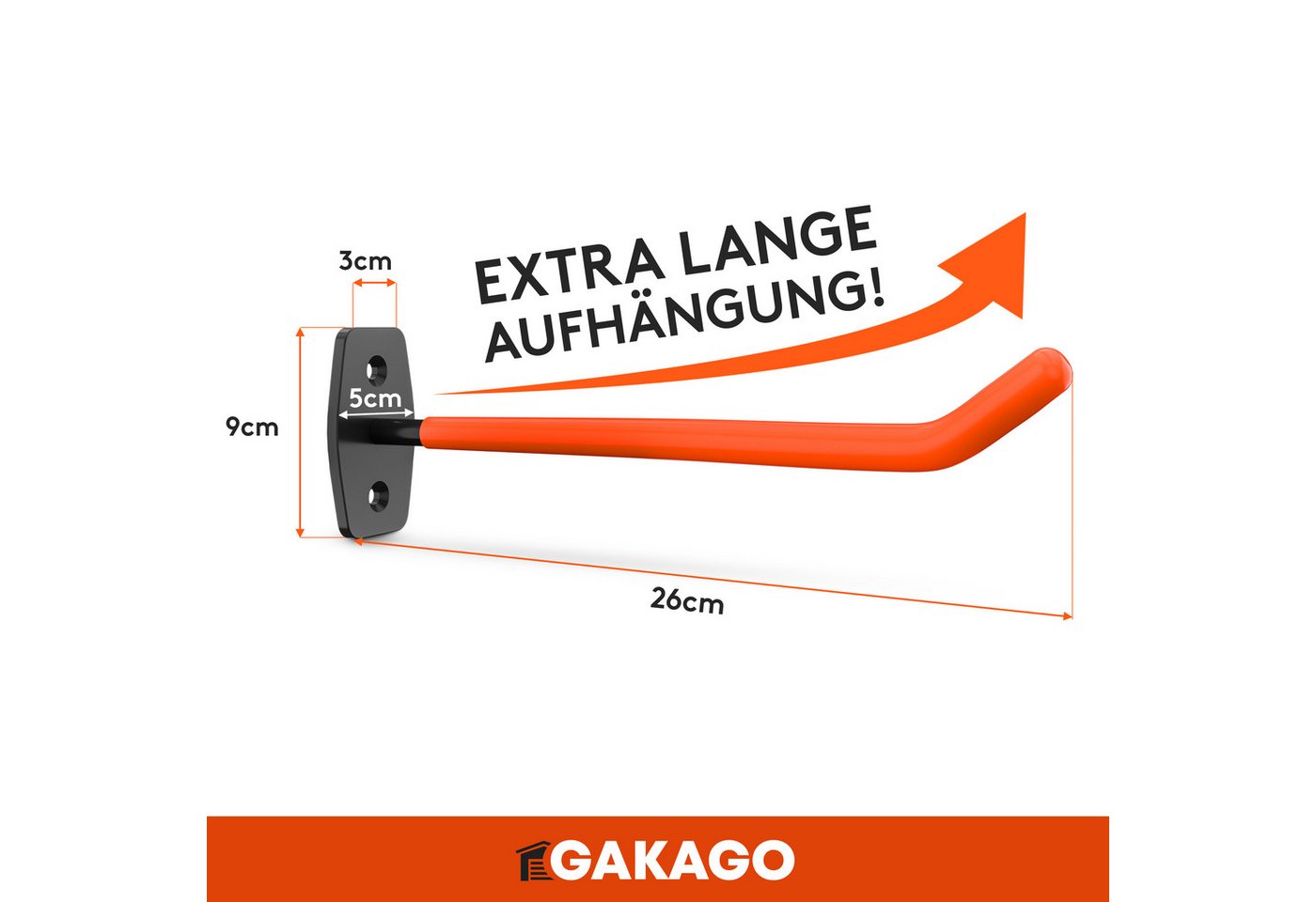 Gakago Reifen-Wandhalterung, (4-tlg., für Autoreifen & Felgen, - Extra lang inkl. Schrauben & Dübel mit Montageanleitung) – Bild 3 von 5
