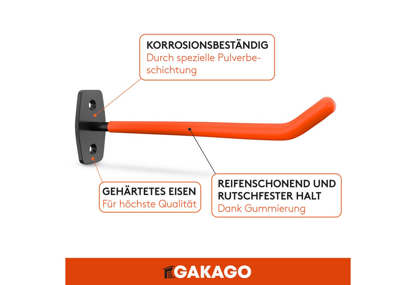 Gakago Reifen-Wandhalterung, (4-tlg., für Autoreifen & Felgen, - Extra lang inkl. Schrauben & Dübel mit Montageanleitung) – Bild 4 von 5