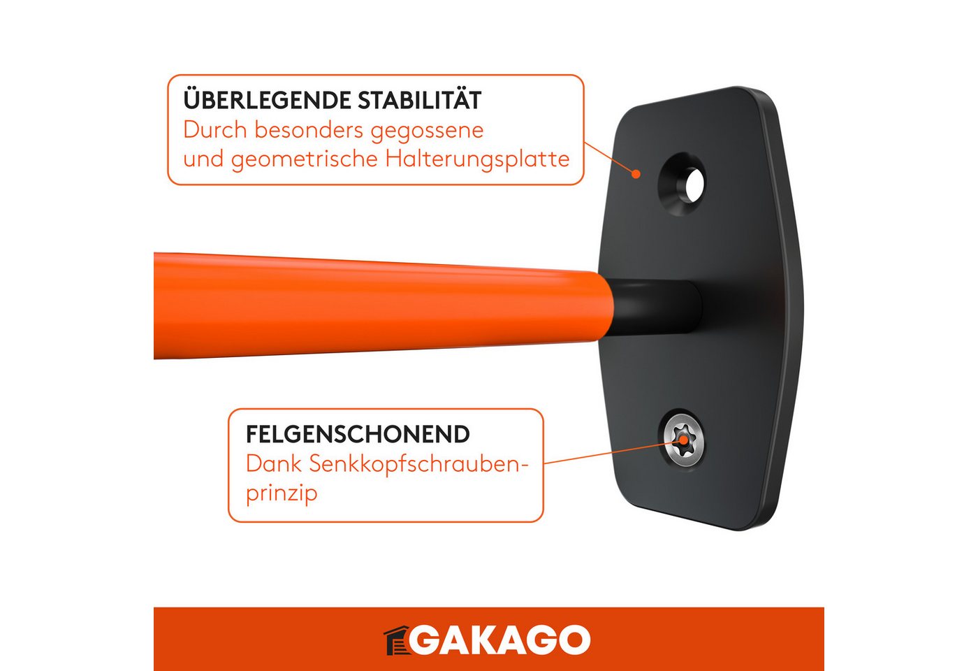 Gakago Reifen-Wandhalterung, (4-tlg., für Autoreifen & Felgen, - Extra lang inkl. Schrauben & Dübel mit Montageanleitung) – Bild 5 von 5