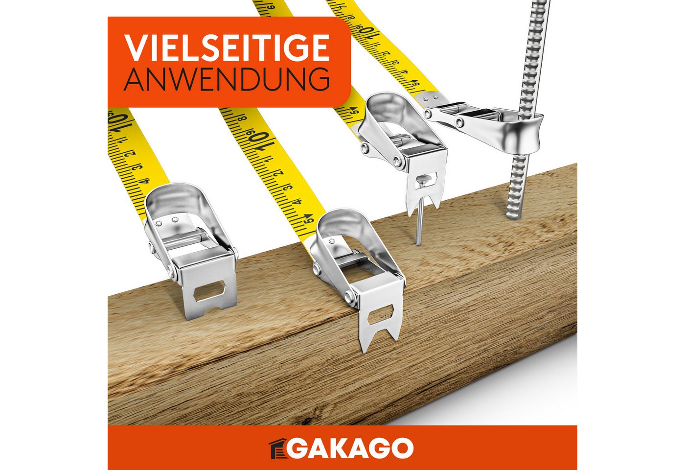 Gakago Rollbandmaß, 100m - 3-fach übersetztes Bandmaß mit ergonomischem Haltegriff – Bild 5 von 5