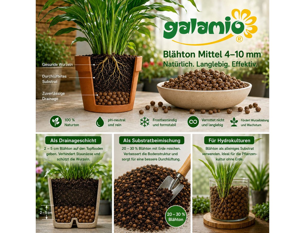 GALAMIO Blähton Blähton Mittel 4-10 mm, (Paket, 1-St) – Bild 3 von 5
