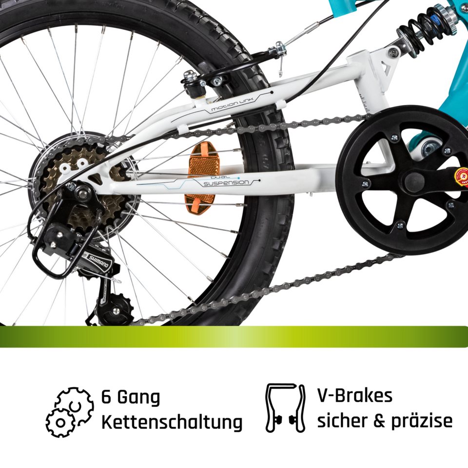 Galano Mountainbike FS180, 6 Gang, Kettenschaltung, 20 Zoll Kinderfahrrad ab 6 Jahre 120-135 cm für Mädchen und Jungen – Bild 4 von 5