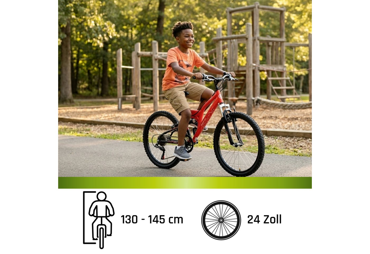 Galano Mountainbike FS180, 18 Gang, Kettenschaltung, Jugendfahrrad ab 8 130-145 cm MTB Fully Fahrrad Mädchen Jungen – Bild 3 von 5