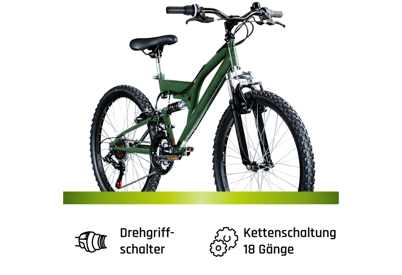 Galano Mountainbike FS180, 18 Gang, Kettenschaltung, Jugendfahrrad ab 8 130-145 cm MTB Fully Fahrrad Mädchen Jungen – Bild 4 von 5
