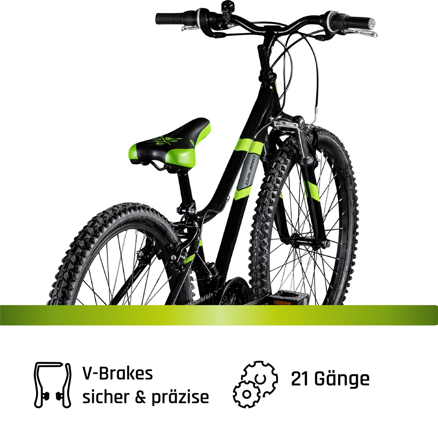 Galano Mountainbike GA20, 21 Gang Saiguan, Kettenschaltung, Jugendfahrrad 24 Zoll Mountainbike 130-145 cm 21 Gänge Mädchen Jungen – Bild 4 von 5