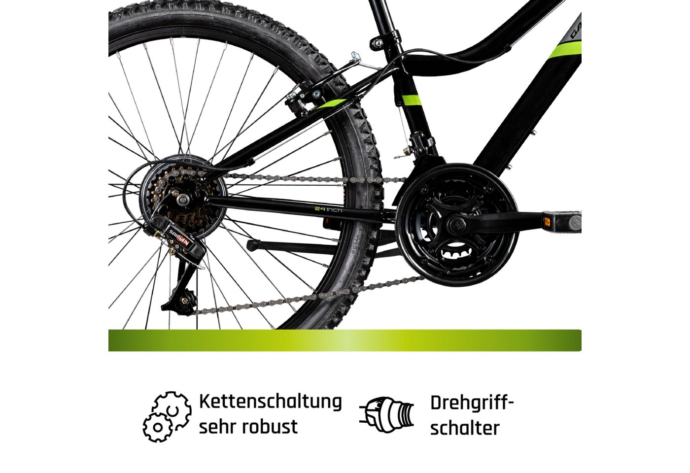 Galano Mountainbike GA20, 21 Gang Saiguan, Kettenschaltung, Jugendfahrrad 24 Zoll Mountainbike 130-145 cm 21 Gänge Mädchen Jungen – Bild 5 von 5