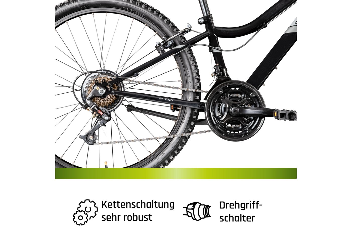 Galano Mountainbike GA20, 21 Gang Saiguan, Kettenschaltung, Jugendfahrrad 24 Zoll Mountainbike 130-145cm 21 Gänge Kinder – Bild 5 von 5