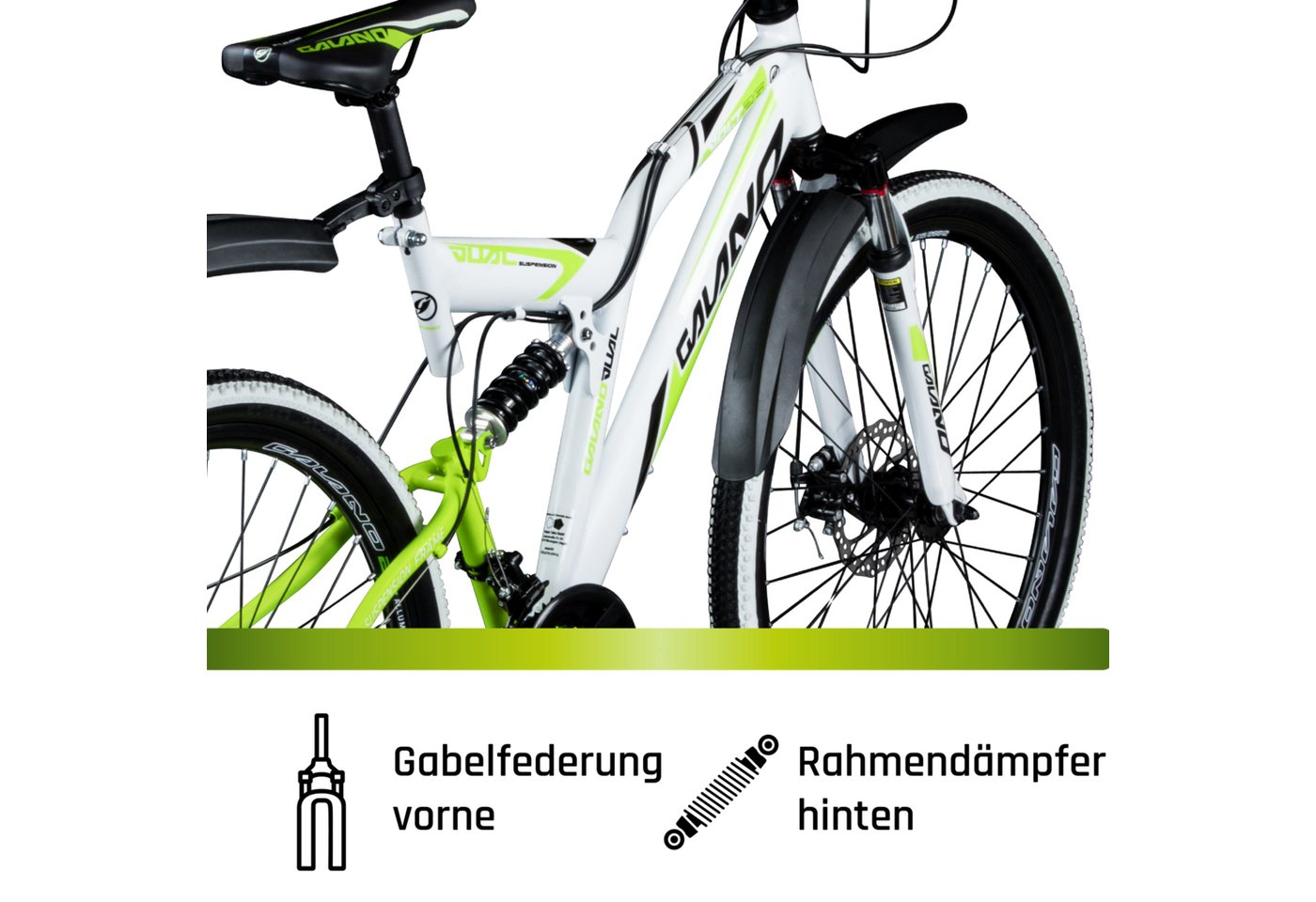 Galano Mountainbike Volt DS, 21 Gang, Kettenschaltung, 26 Zoll Jugendfahrrad MTB Fully ab 160 cm für Mädchen und Jungen – Bild 4 von 5