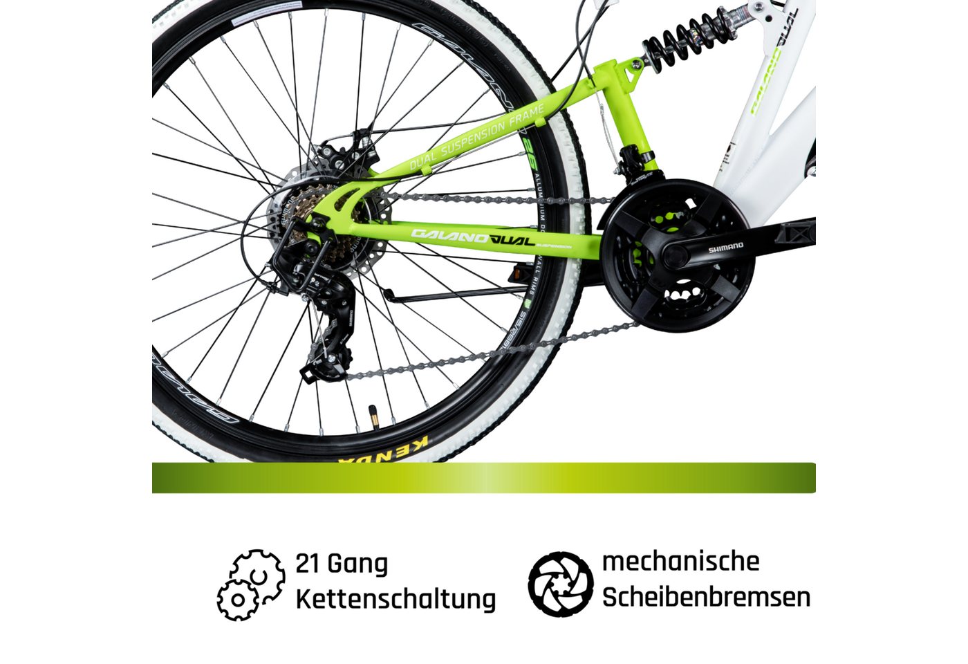 Galano Mountainbike Volt DS, 21 Gang, Kettenschaltung, 26 Zoll Jugendfahrrad MTB Fully ab 160 cm für Mädchen und Jungen – Bild 5 von 5