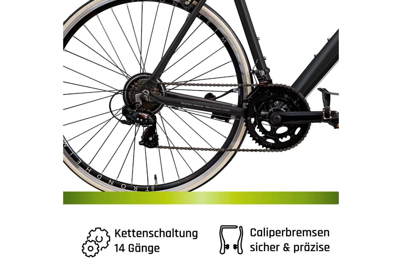 Galano Rennrad Vuelta STI, 14 Gang, Kettenschaltung, 28 Zoll für Damen und Herren 150 - 195 cm Fahrrad Road Bike Fitnessrad – Bild 5 von 5