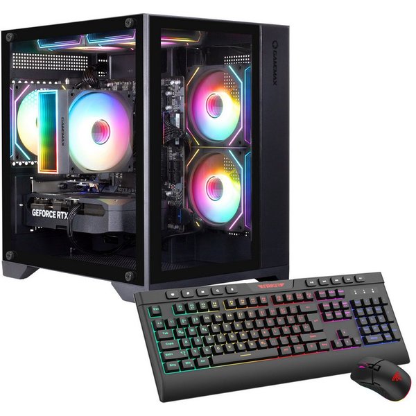 GAMEMAX Infinity Mini BK 7532 AMD Ryzen 5 7500F RTX 5070 32GB DDR5 1TB SSD Gaming-PC (AMD Ryzen 5 5700F, RTX 5070, 32 GB RAM, 1000 GB SSD, Luftkühlung, Windows 