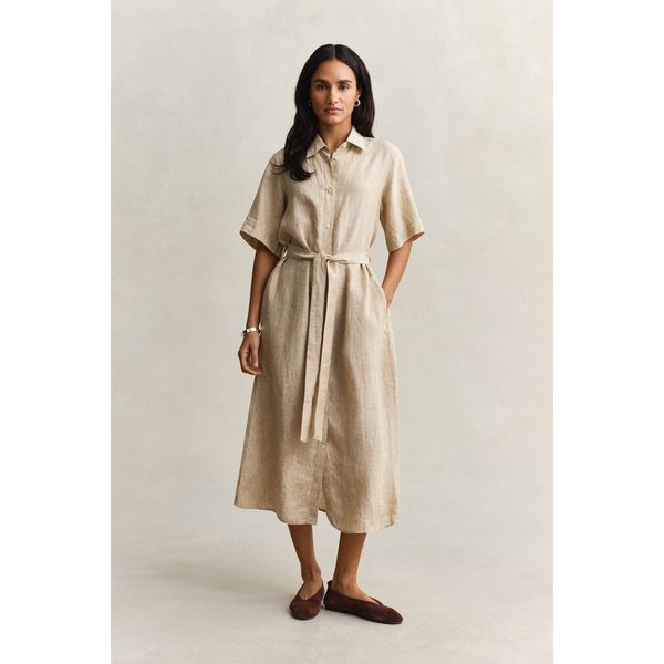 Gant Hemdblusenkleid LINEN Regular fit mit Bindegürtel