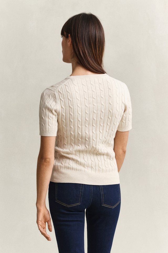 Gant Kurzarmpullover STRETCH COTTON CABLE Slim fit mit Rundhalsausschnitt – Bild 3 von 5
