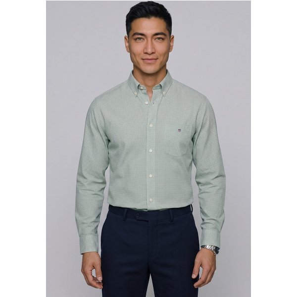 Gant Langarmhemd REG CLASSIC POPLIN GINGHAM SHIRT mit Logostickerei, Baumwoll-Popeline