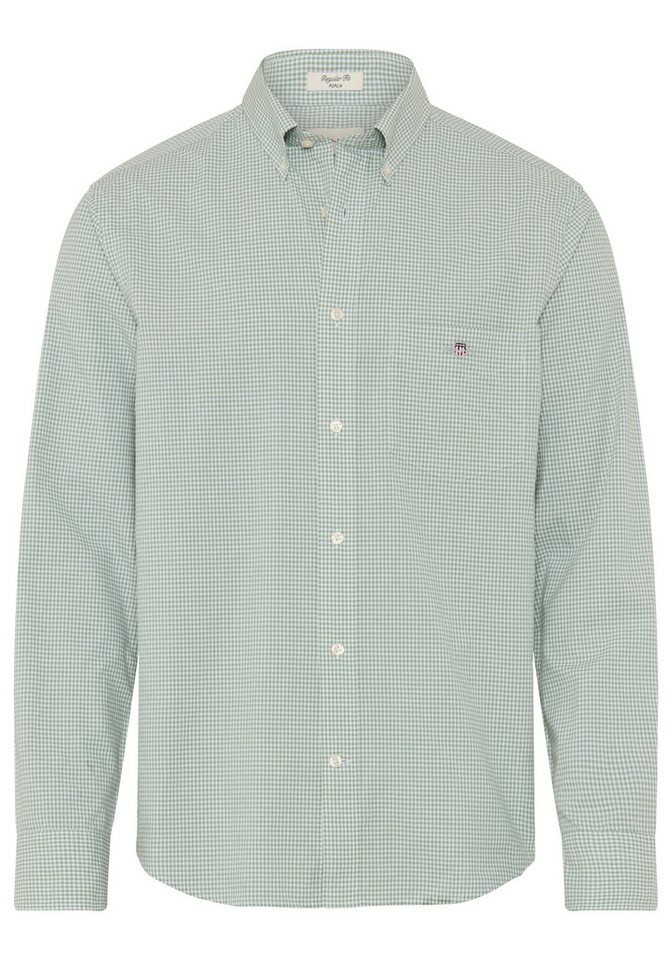 Gant Langarmhemd REG CLASSIC POPLIN GINGHAM SHIRT mit Logostickerei, Baumwoll-Popeline – Bild 2 von 3
