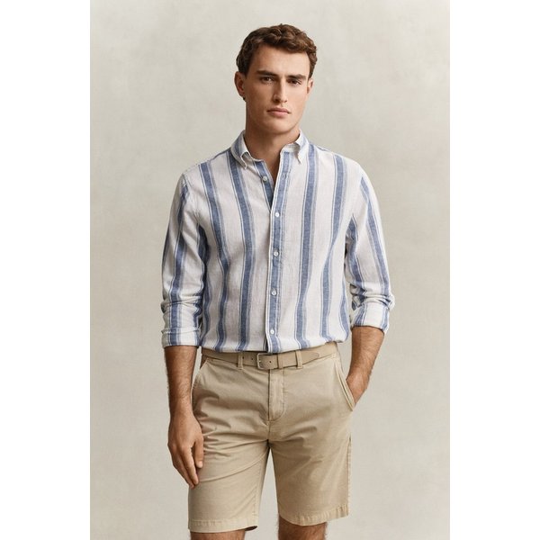 Gant Langarmhemd REGULAR COTTON LINEN STRIPE Regular fit mit Button-Down-Kragen