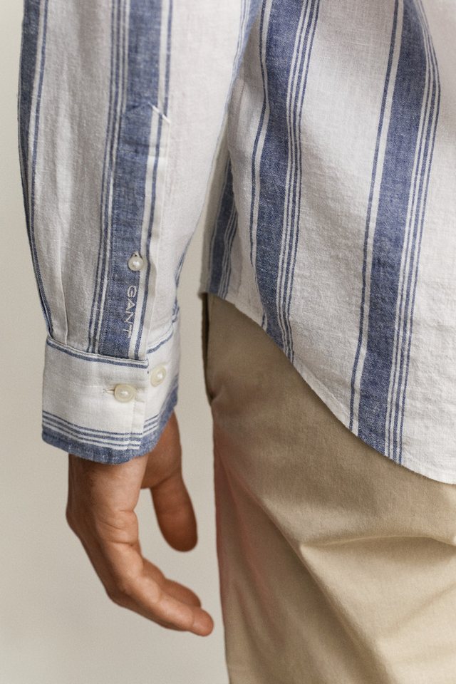 Gant Langarmhemd REGULAR COTTON LINEN STRIPE Regular fit mit Button-Down-Kragen – Bild 3 von 5