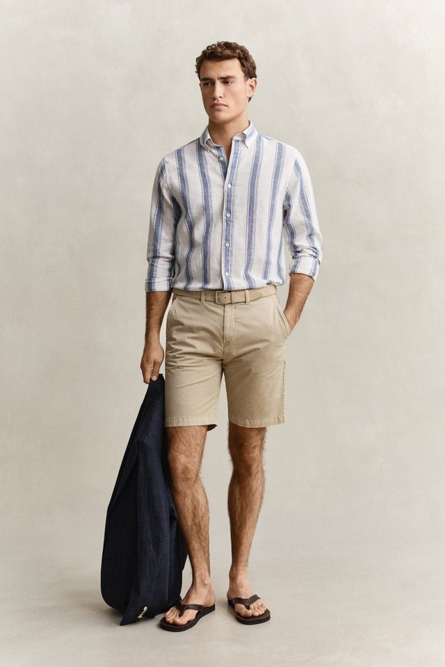 Gant Langarmhemd REGULAR COTTON LINEN STRIPE Regular fit mit Button-Down-Kragen – Bild 4 von 5