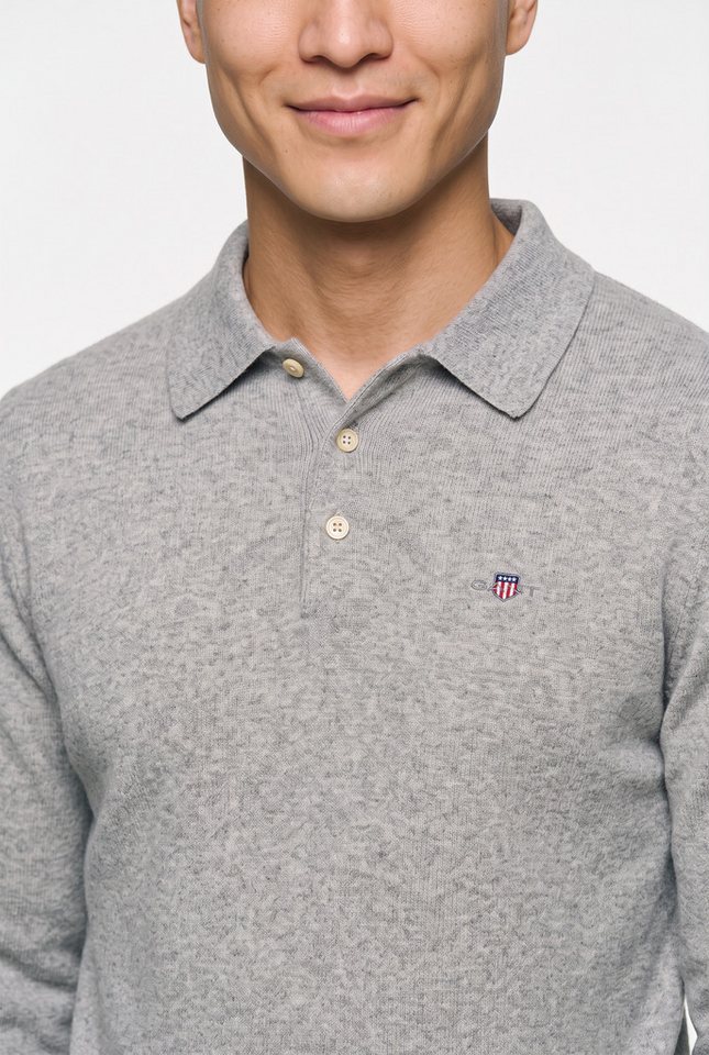 Gant Polokragenpullover SUPERFINE LAMBSWOOL melierte Optik, normale Passform – Bild 3 von 5