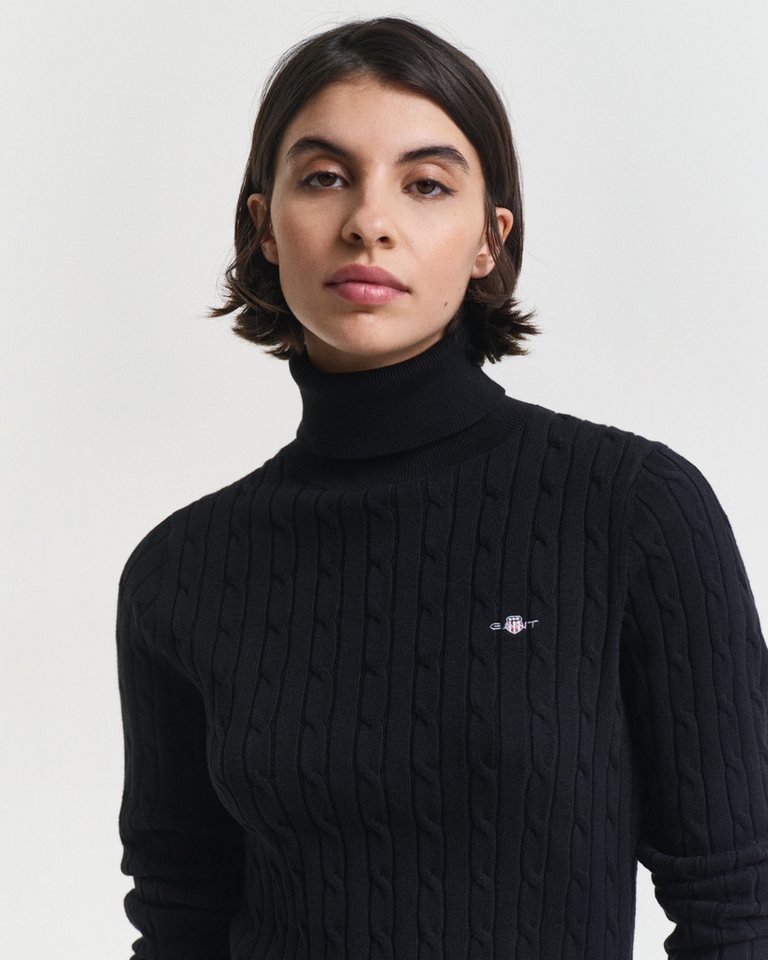 Gant Rollkragenpullover STRETCH COTTON CABLE TURTLENECK mit Zopfmuster – Bild 4 von 5