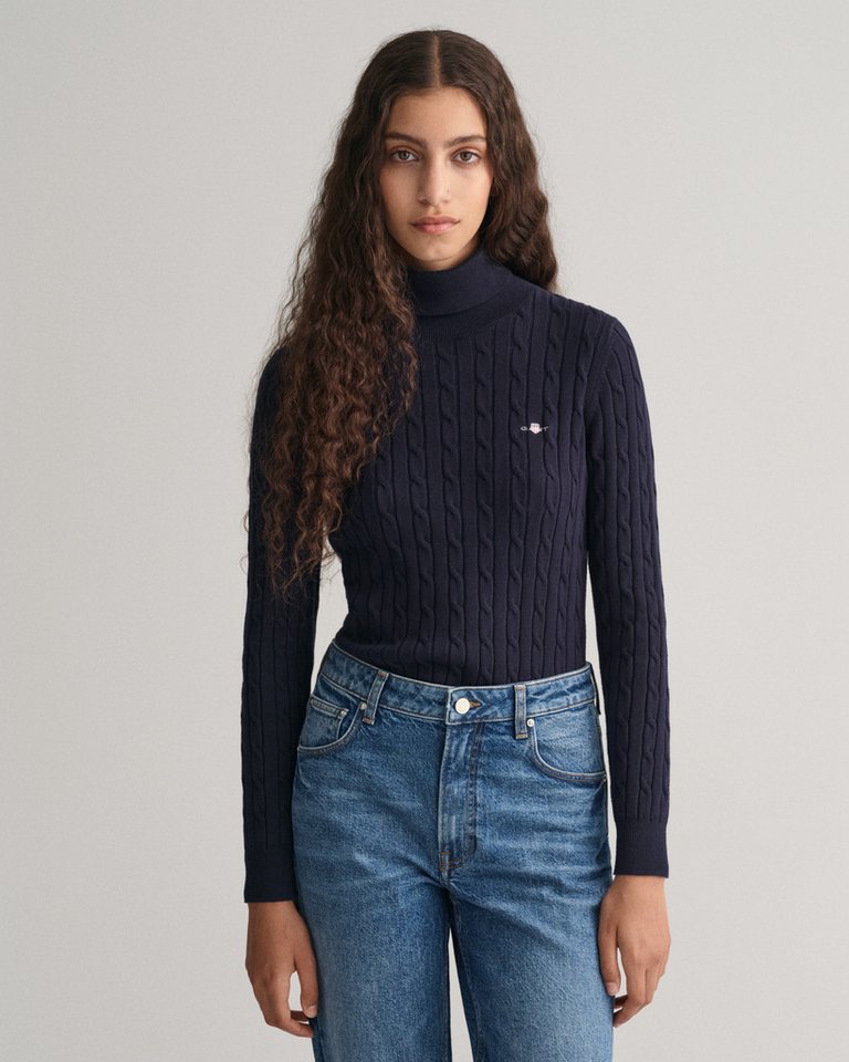 Gant Rollkragenpullover STRETCH COTTON CABLE TURTLENECK mit Zopfmuster – Bild 3 von 5