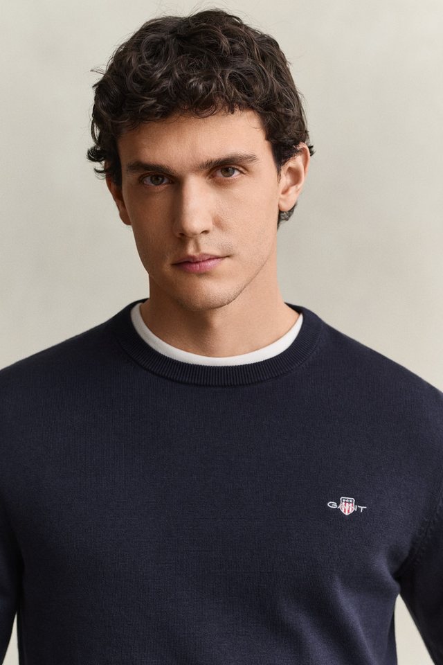 Gant Rundhalspullover CLASSIC COTTON Regular fit mit Rundhalsausschnitt – Bild 3 von 5