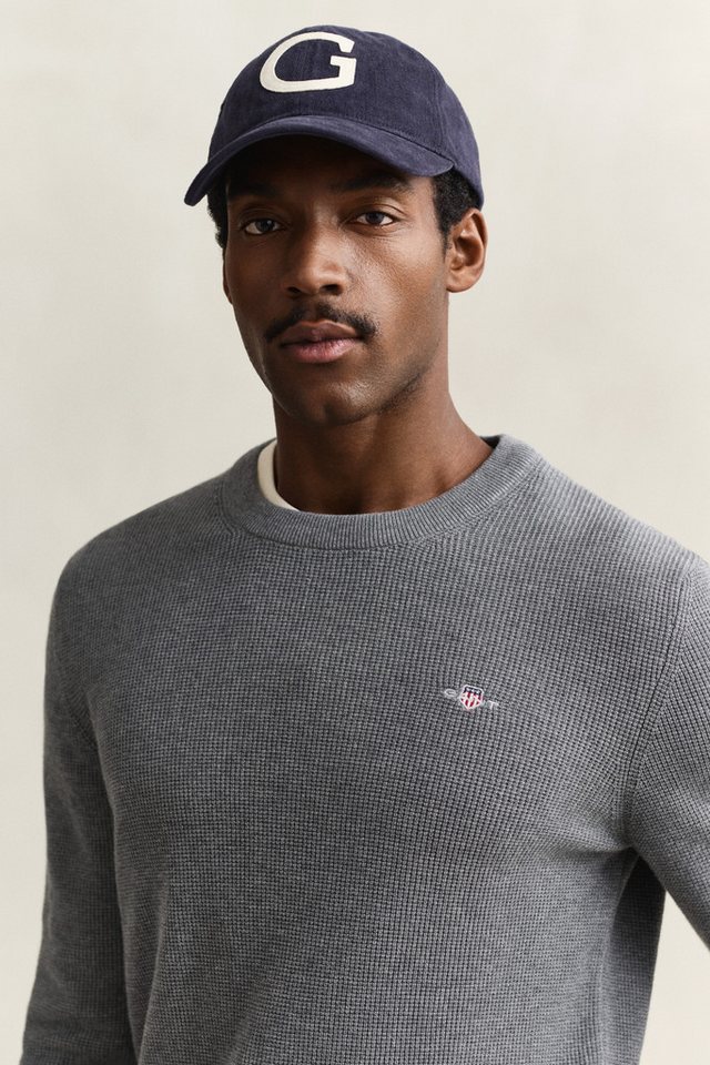 Gant Strickpullover MICRO TEXTURED COTTON C-NECK Regular fit mit Rundhalsausschnitt – Bild 3 von 5