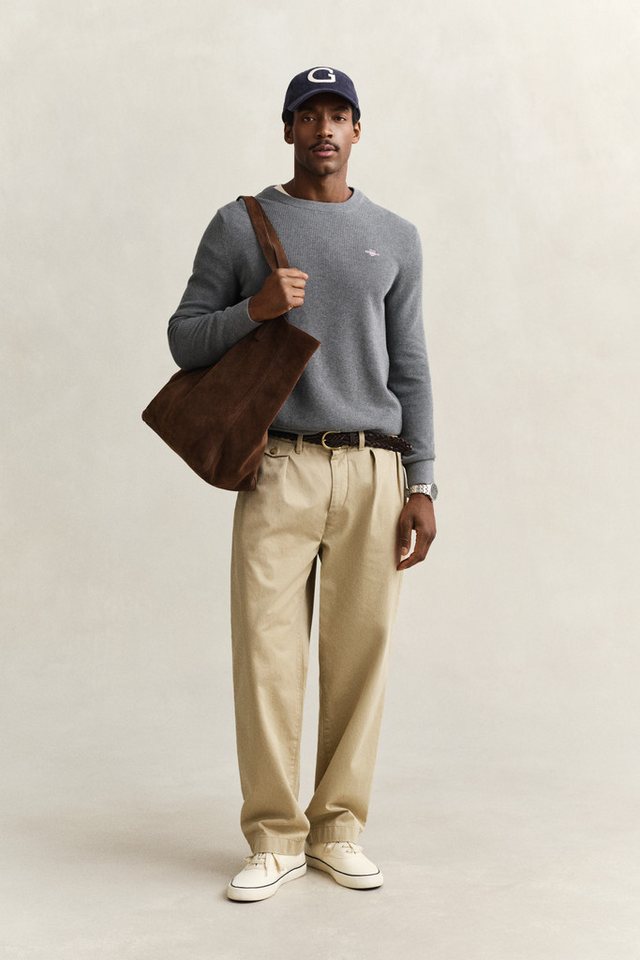Gant Strickpullover MICRO TEXTURED COTTON C-NECK Regular fit mit Rundhalsausschnitt – Bild 4 von 5