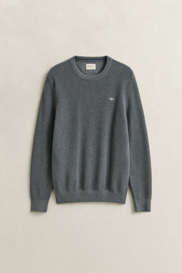 Gant Strickpullover MICRO TEXTURED COTTON C-NECK Regular fit mit Rundhalsausschnitt – Bild 5 von 5