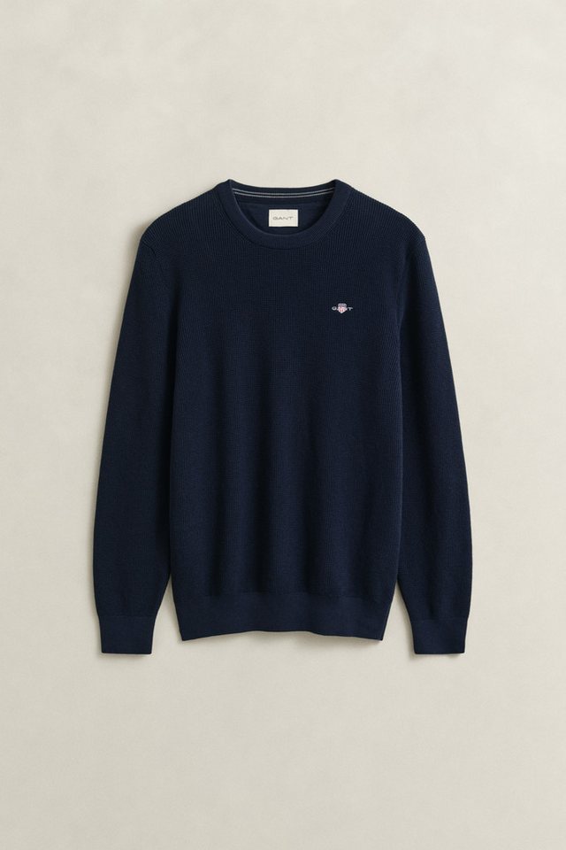 Gant Strickpullover MICRO TEXTURED COTTON C-NECK Regular fit mit Rundhalsausschnitt – Bild 5 von 5