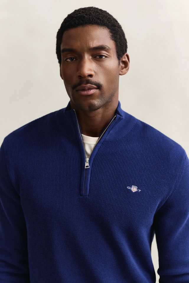 Gant Troyer MICRO TEXTURED COTTON HALF ZIP Regular fit mit Troyerkragen – Bild 2 von 5