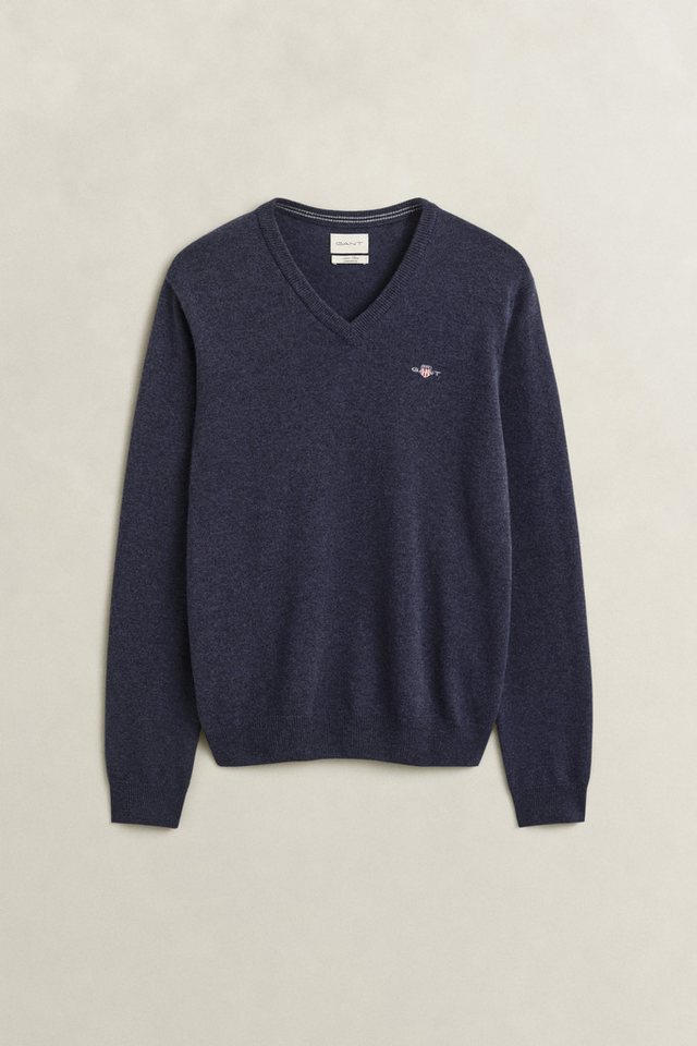 Gant V-Ausschnitt-Pullover SUPERFINE LAMBSWOOL V-NECK regular fit aus reiner Wolle, gerippte Abschlüsse – Bild 2 von 2