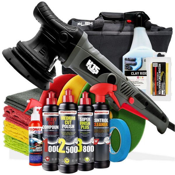 Garage Freaks Exzenter Poliermaschine Auto Politur Set PLSH H15, 15mm Hub, 125mm Stützteller, 2100 min. U/min, 5000 max. U/min, (Spar-Set), Autopoliermaschine -