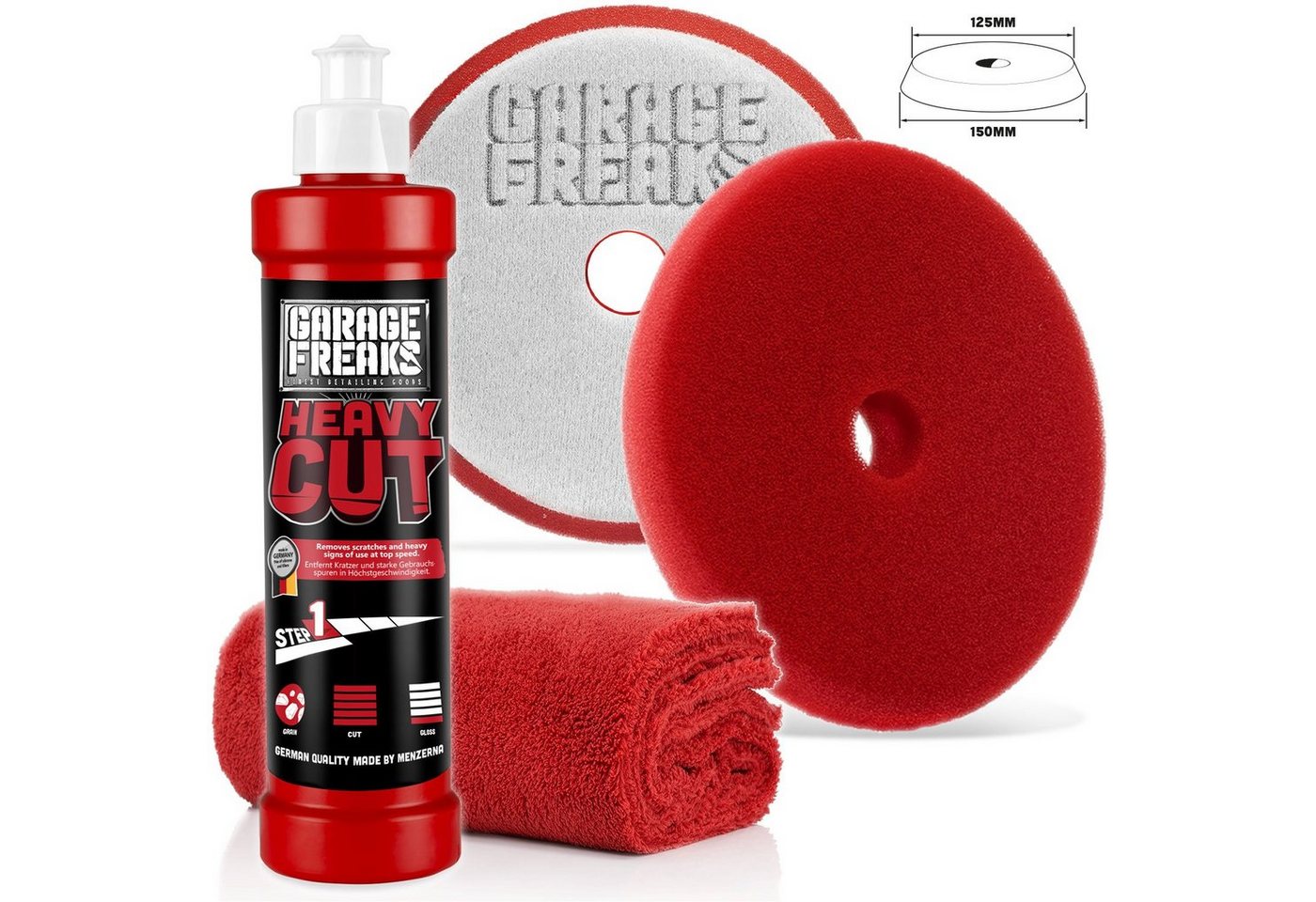 Garage Freaks Politur - Heavy Cut, Medium Cut, Finish Cut, Carnauba Versiegelung Autopolitur (9 St), Auto Polier Zubehör Set – Bild 2 von 5
