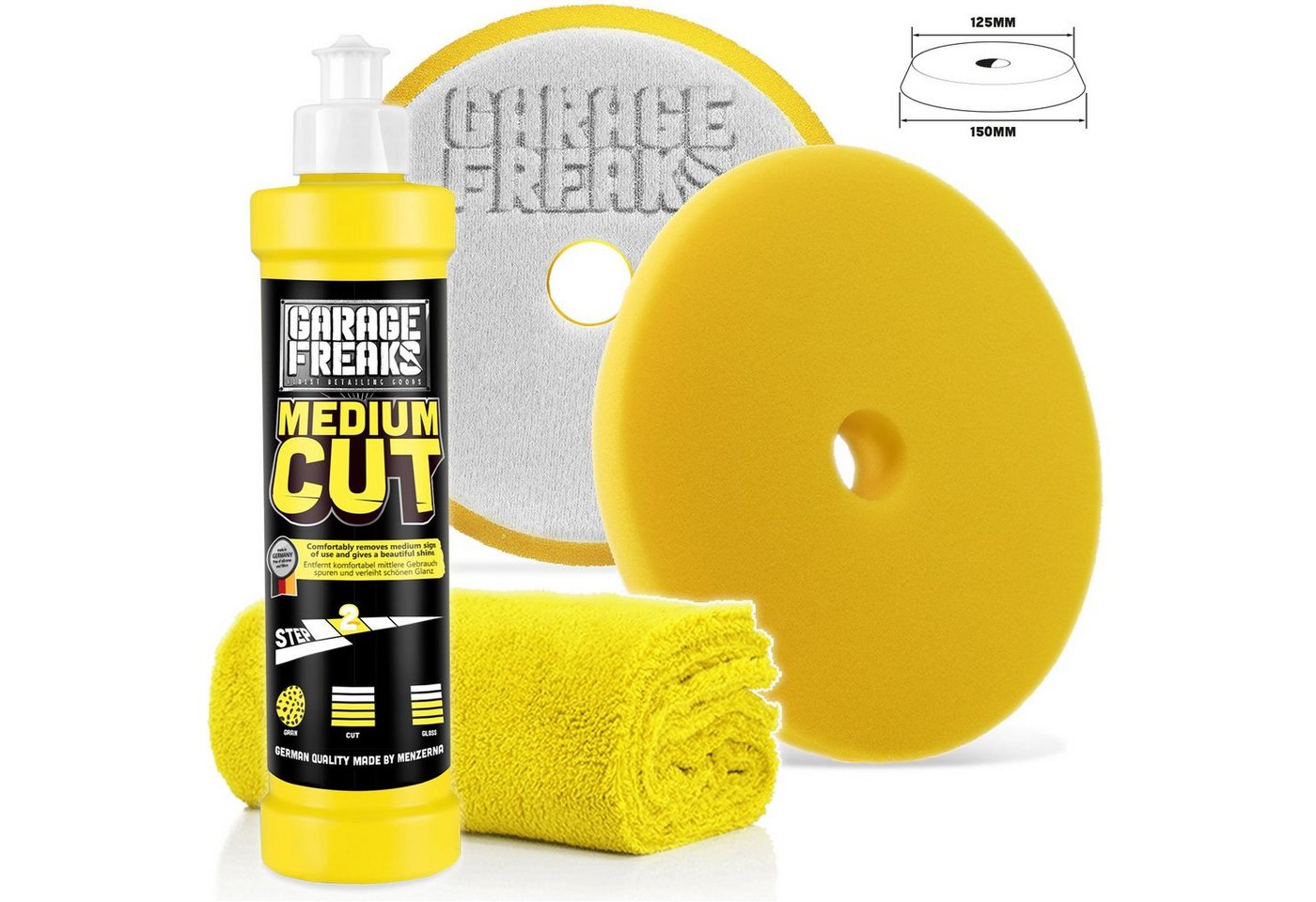 Garage Freaks Politur - Heavy Cut, Medium Cut, Finish Cut, Carnauba Versiegelung Autopolitur (9 St), Auto Polier Zubehör Set – Bild 3 von 5