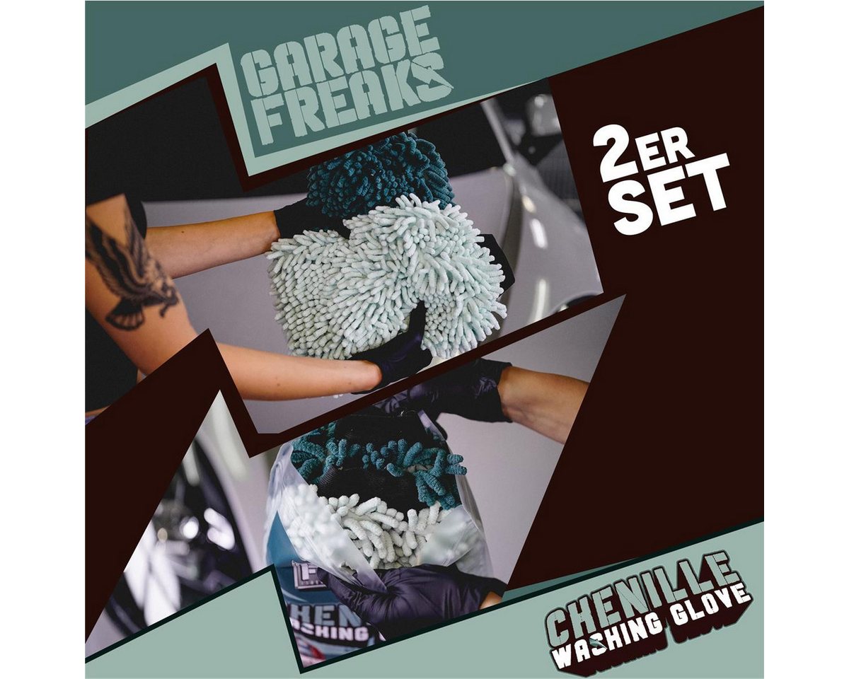 Garage Freaks Waschhandschuh Auto Waschhandschuh 2er Pack - CHENILLE WASHING GLOVE, (2-St), Mikrofaser - 2 Farben - mit Zotteln für eine saugstarke Reinigung – Bild 5 von 5