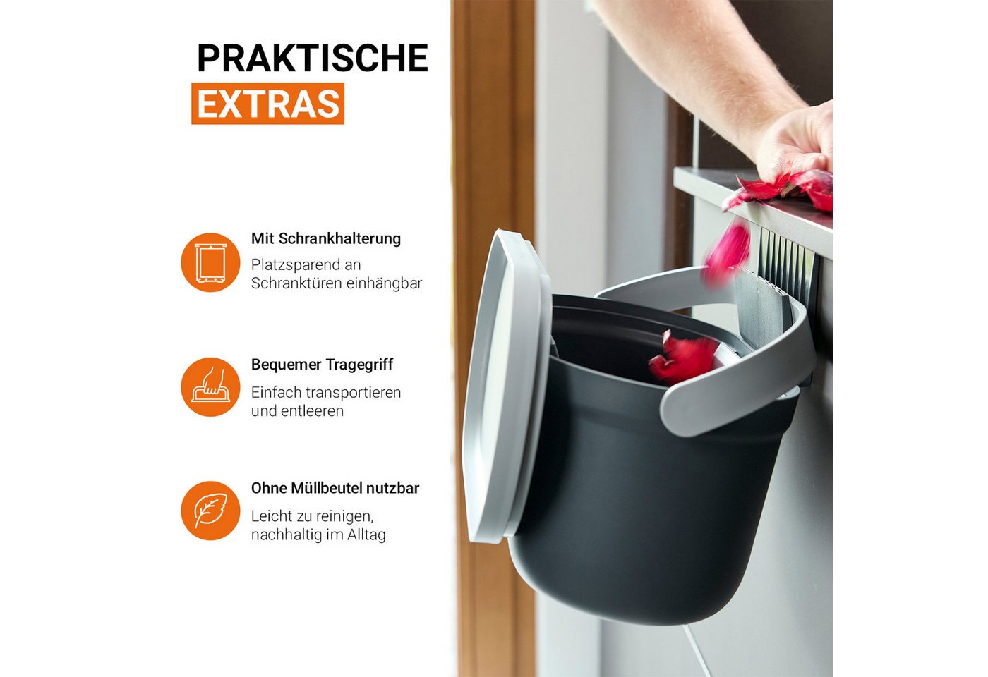 GARANTIA Biomülleimer NOVA Biomülleimer 5 Liter graphite grey / steingrau – Bild 5 von 5