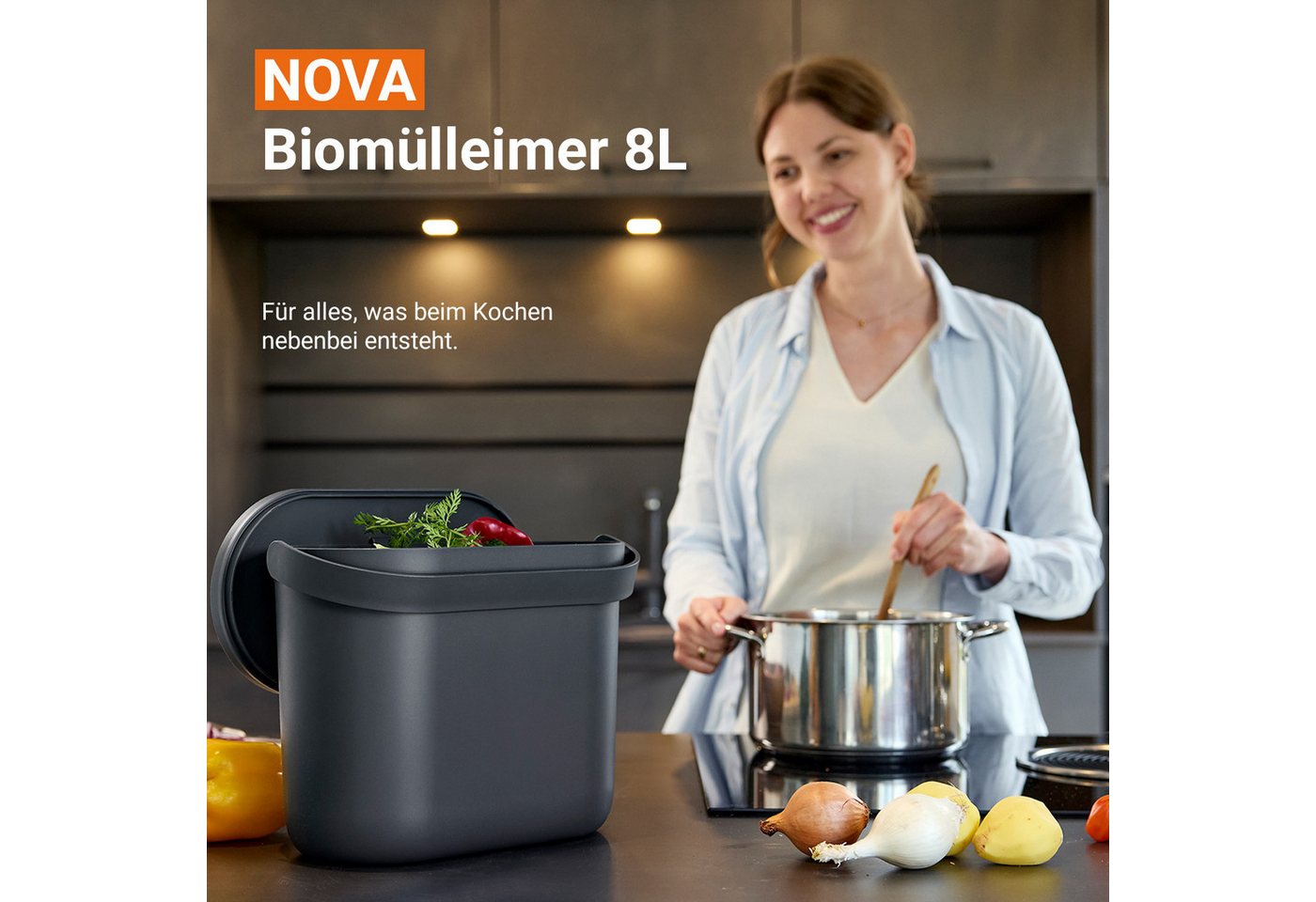 GARANTIA Biomülleimer NOVA Biomülleimer 8 Liter graphite grey – Bild 2 von 5