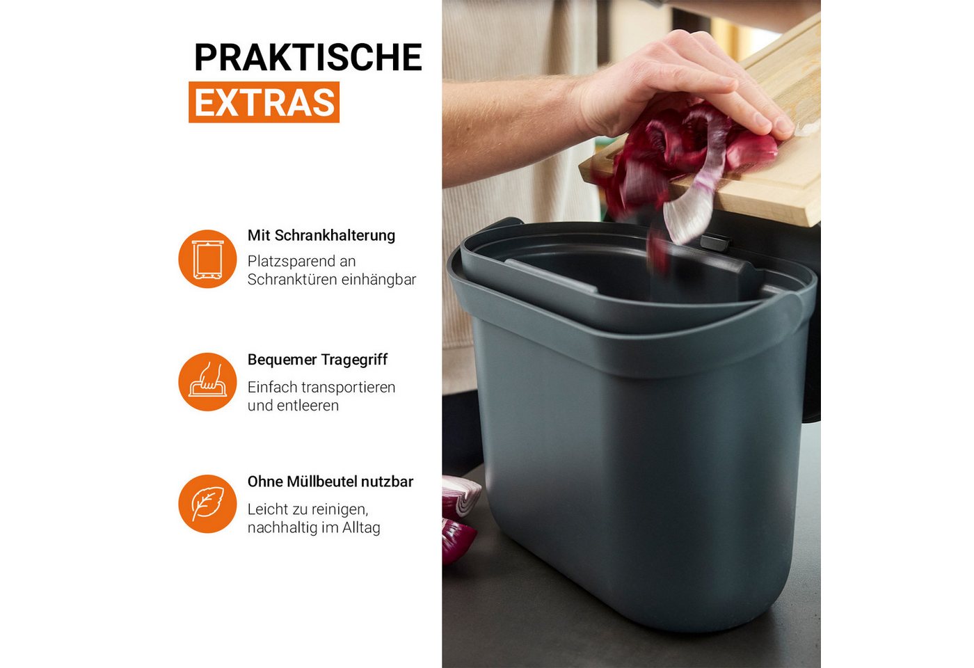 GARANTIA Biomülleimer NOVA Biomülleimer 8 Liter graphite grey – Bild 5 von 5