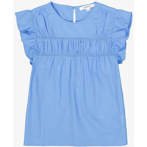 Garcia Kurzarmbluse Mädchen Bluse aus Baumwolle mit Häkeleinsätzen