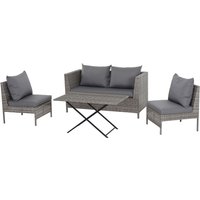 GARDAMO Vigo Lounge Set, aus Geflecht Mix, 4-teilig, grau