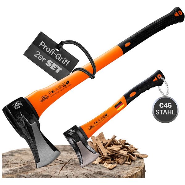 Gardebruk Axt, Beil Set ergonomischer Handgriff Gummischutz Universal Spaltaxt