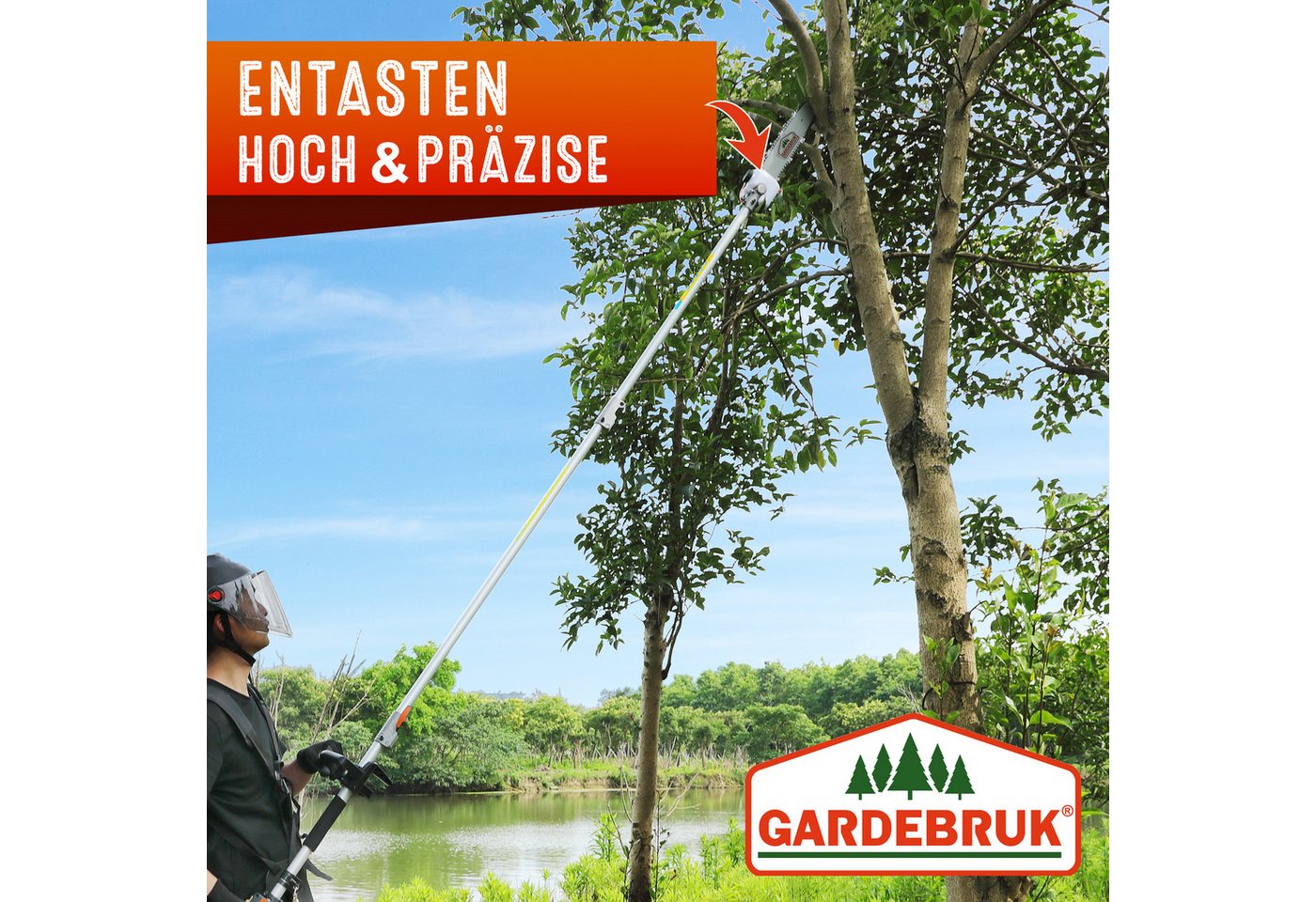 Gardebruk Benzin-Motorsense, GBMT520 2 PS Tragegurt 5 in 1 Multitool 1m Verlängerung Heckenschere – Bild 4 von 5