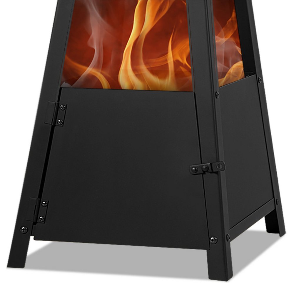 Gardebruk Feuerschale, Terrassenofen für Draussen Metall mit Abdeckung Schürhaken Holz 102cm – Bild 3 von 5
