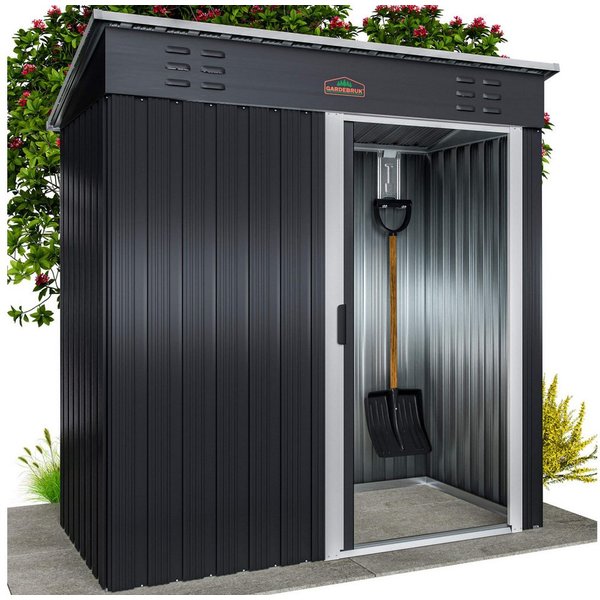Gardebruk Gerätehaus, BxT: 162x86 cm, Geräteschuppen 1,5m² Gerätehaus Belüftung rostfreies Metall anthrazit