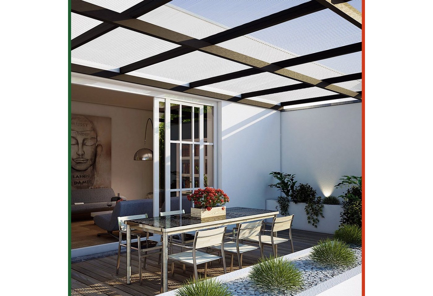 Gardebruk Hohlkammerplatte, 10x Doppelstegplatten 6mm Zuschneidbar Polycarbonat Klar 121x60,5cm – Bild 2 von 5